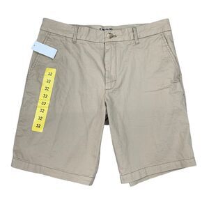 Izod Chino Shorts Mens 32 Beige Relaxed Comfort Fit Stretch Cotton Flat Front